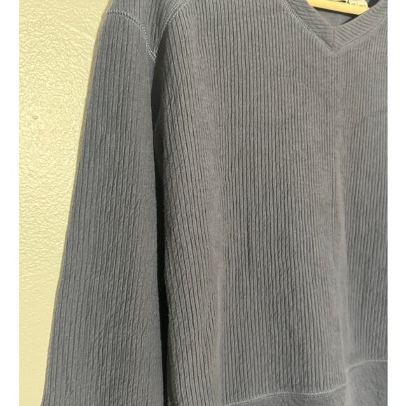 Women's XS Orvis Navy Blue Long Sleeve Crepe V-Neck Pullover Sweatshirt - Picture 3 of 5